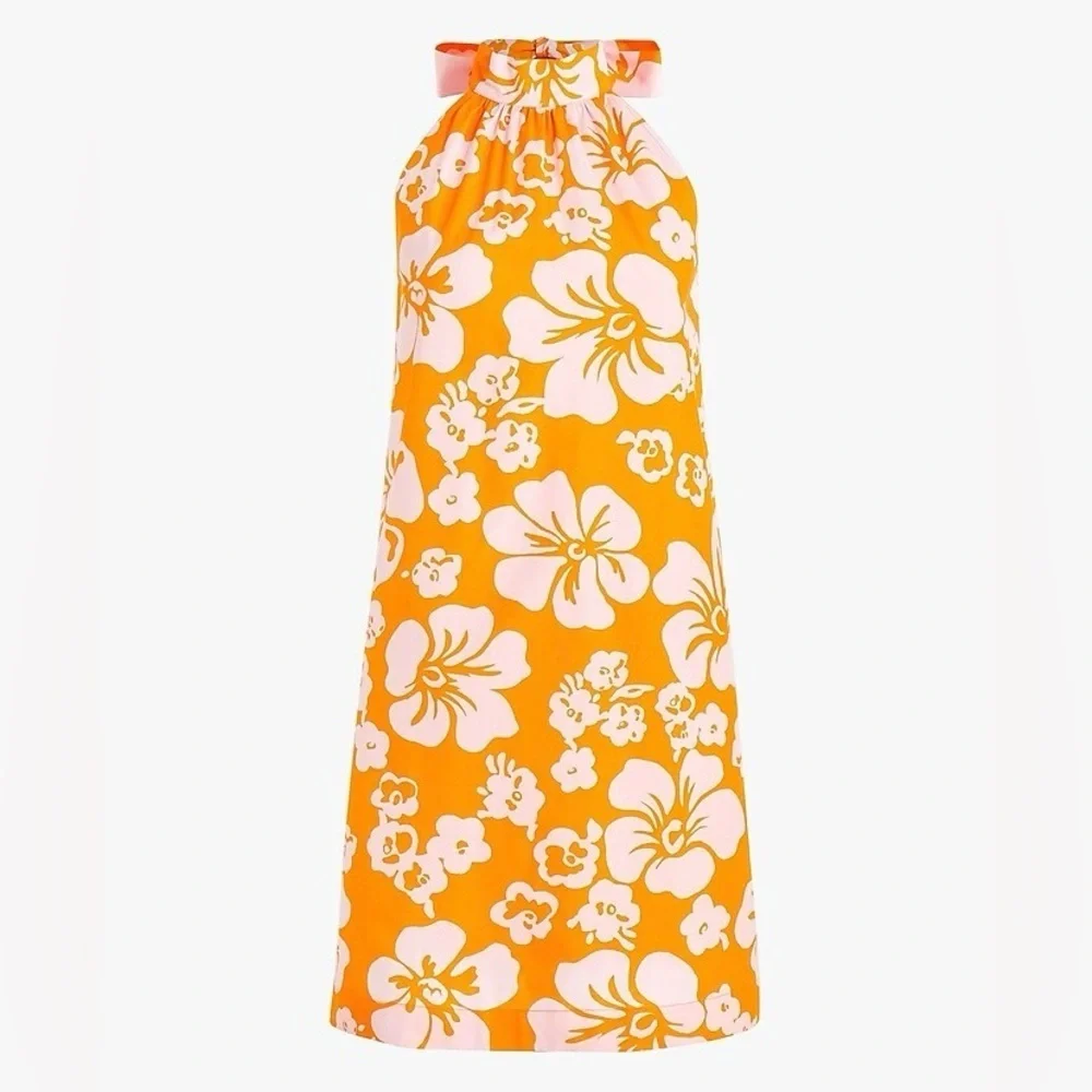 J. Crew Women Tie-neck Cotton Sleeveless Coastal Vacation Mini Shift Dress Sz  2 - Picture 6 of 14